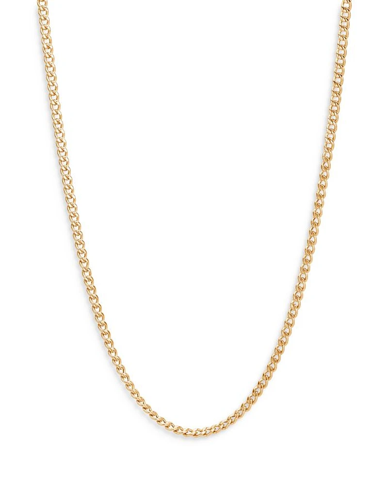 18K Yellow Gold Classic Curb Thin Chain Necklace, 22"