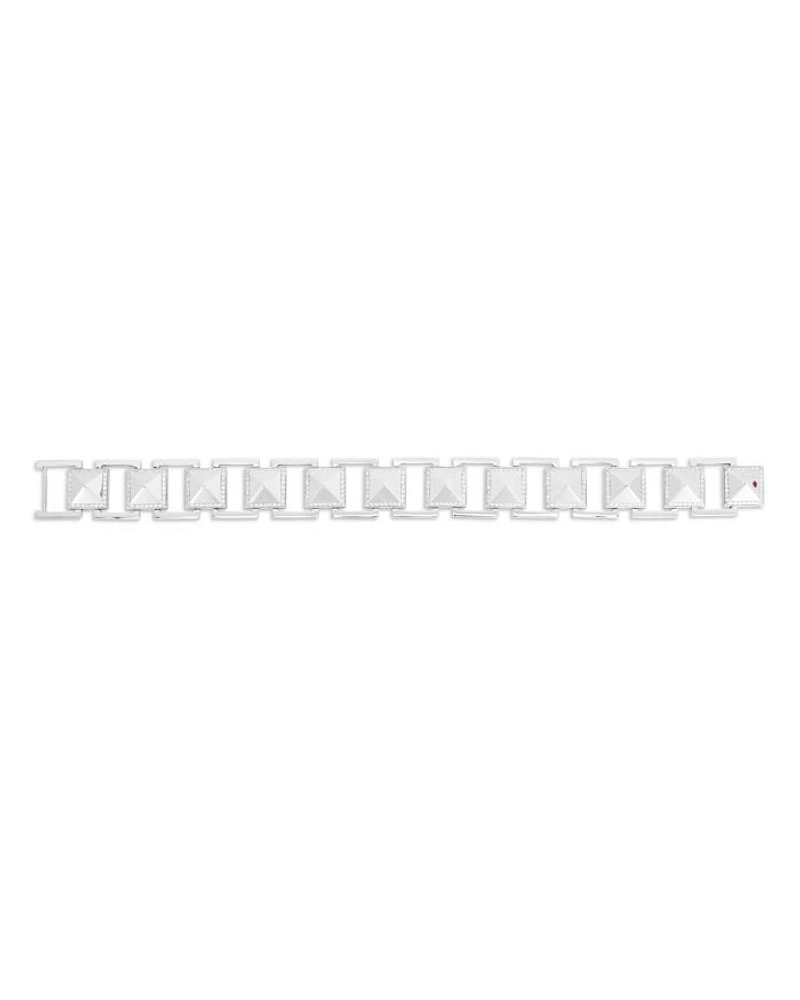18K White Gold Obelisco Diamond Link Bracelet