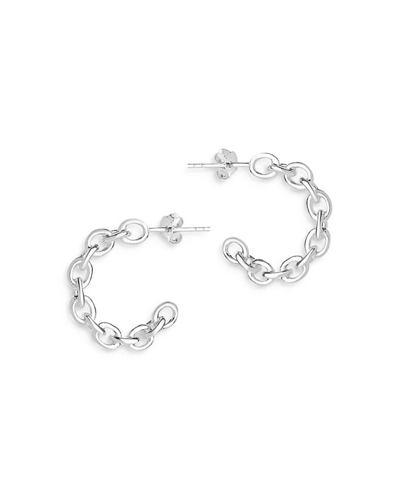 Sterling Silver Open Link Hoop Earrings