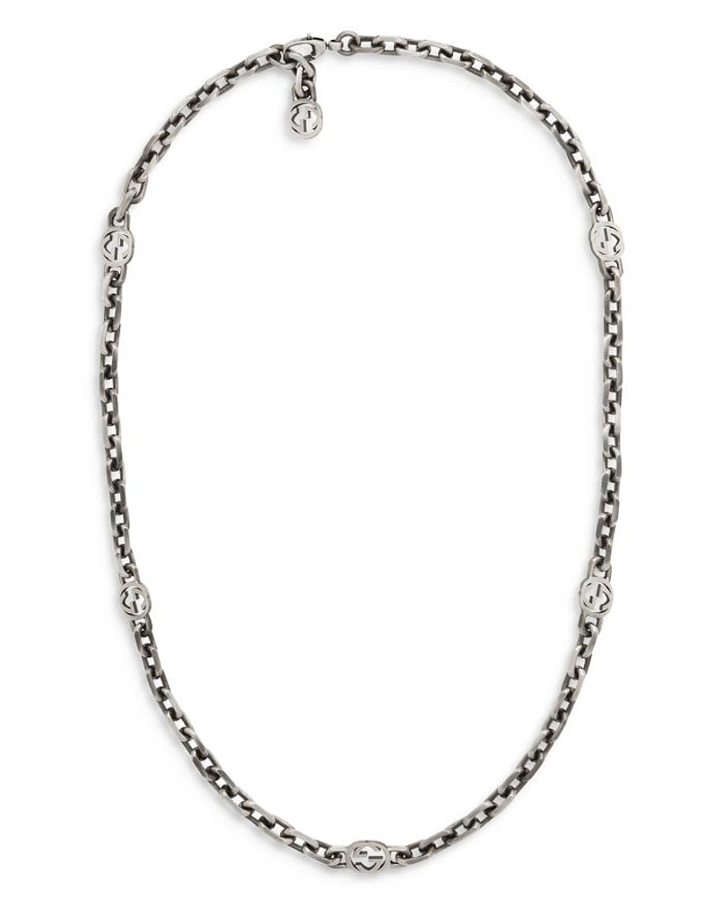 Sterling Silver Interlocking Chain Necklace, 23.6"