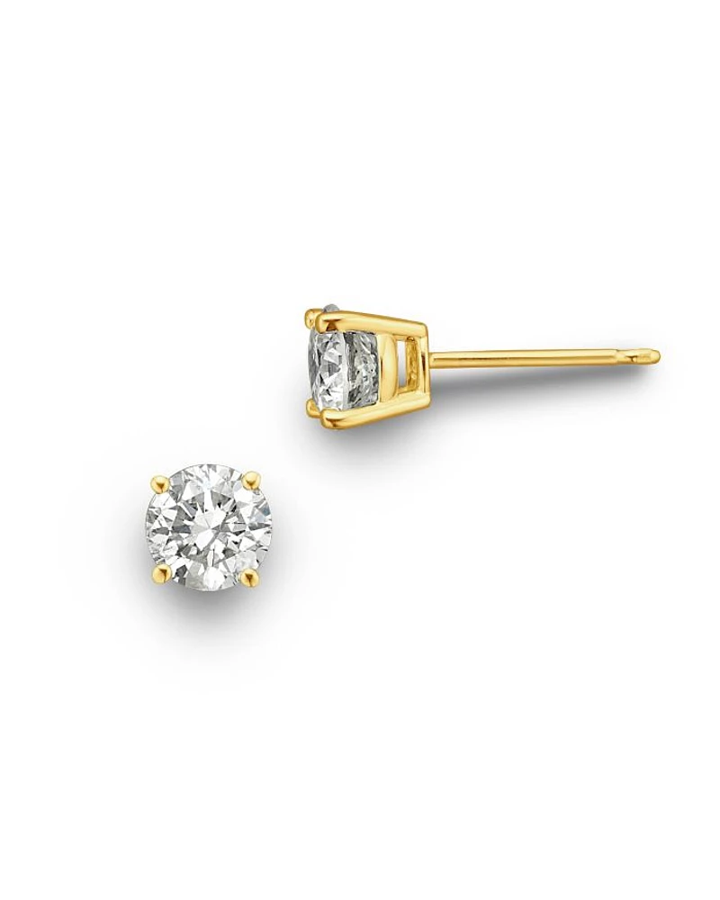 Traditional Four Prong Round Diamond Stud Earring in 14K White Gold, 1.50-2.0 tcw