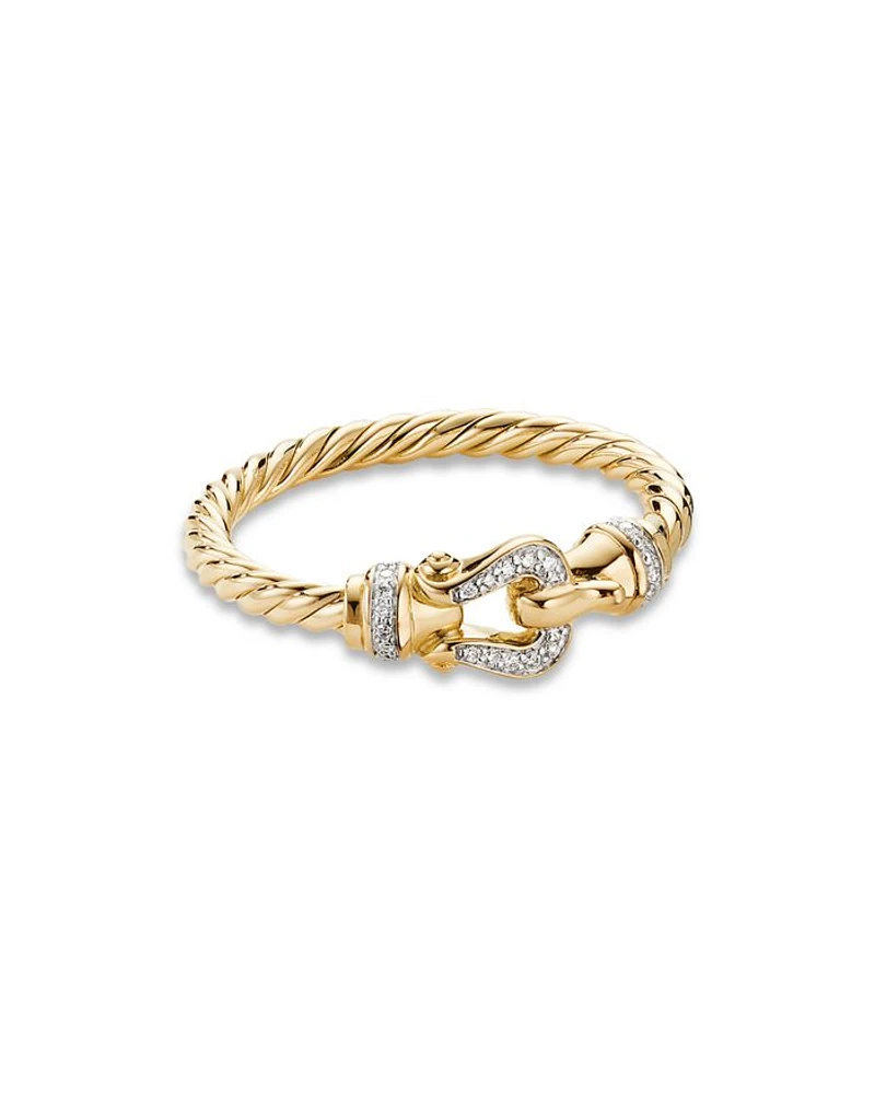 Petite Buckle Ring 18K Yellow Gold with Diamonds