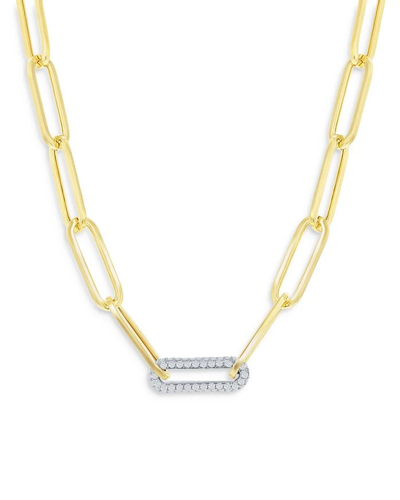 Diamond Paperclip Necklace in 14K Yellow Gold, 0.70 tcw