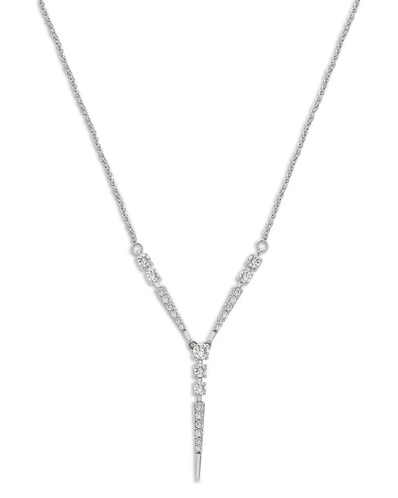 Diamond Y Necklace in 14K White Gold, 0.50 tcw