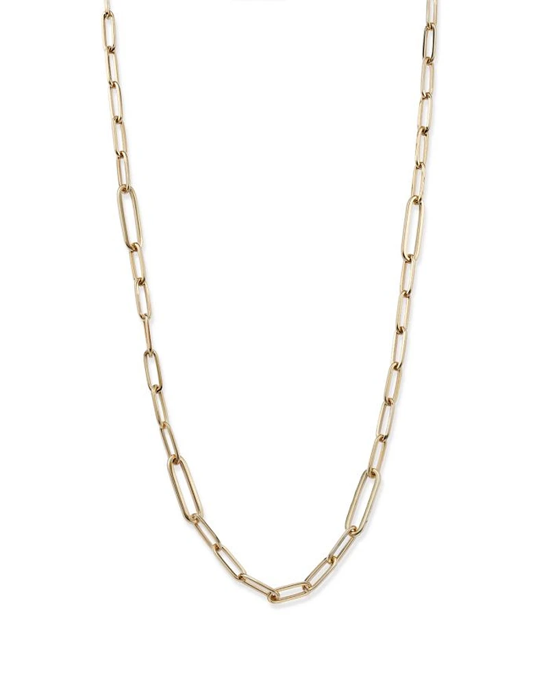 14K Yellow Gold Paperclip Link Chain Necklace, 18"