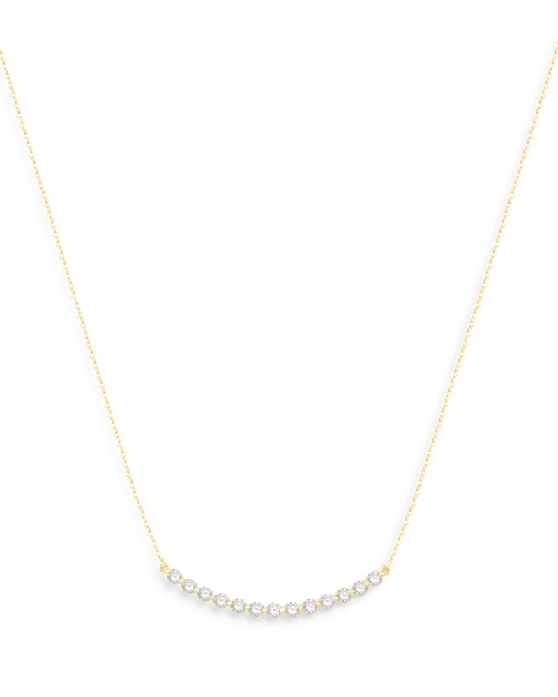 Diamond Curved Bar Necklace in 14K Yellow Gold, 0.70 tcw