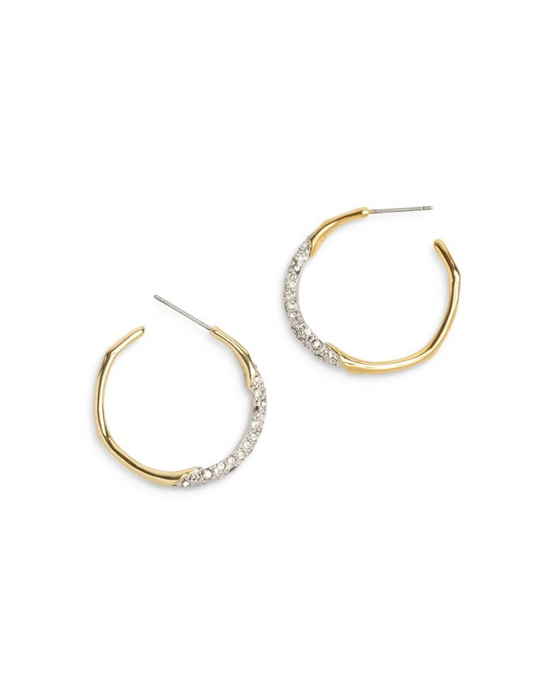Two Tone Pave Hoop Earrings