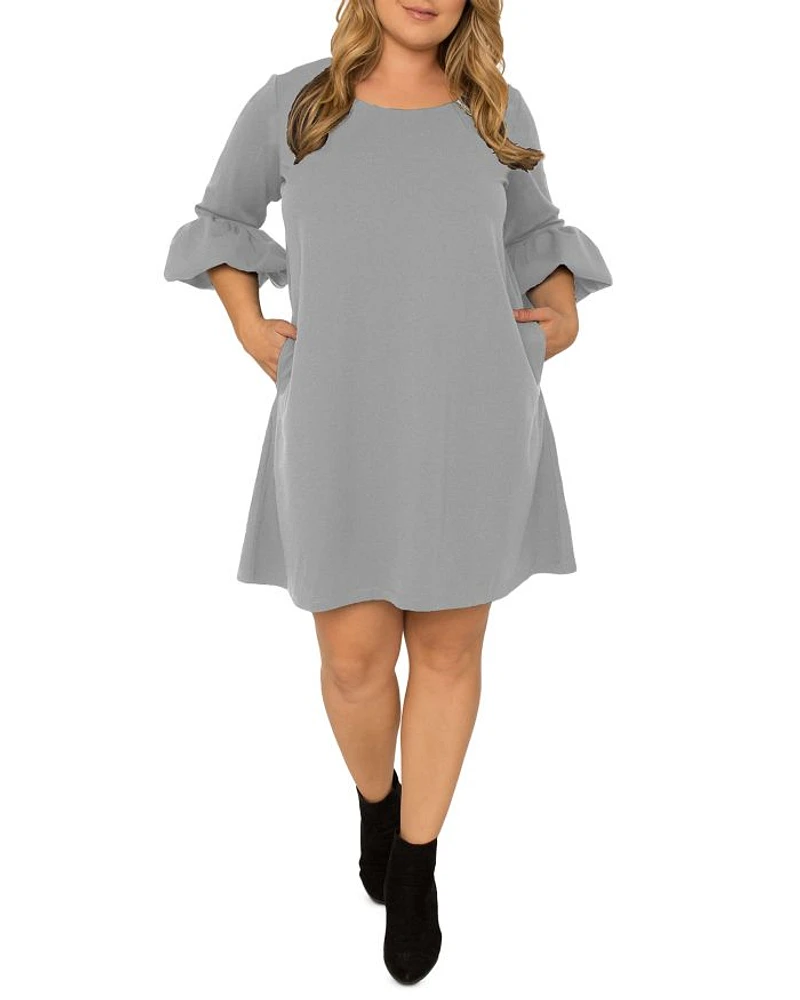 Plus Knit Flare Sleeve Dress