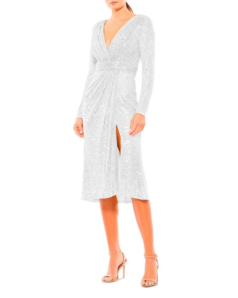 Long Sleeve Sequined Midi Dress
