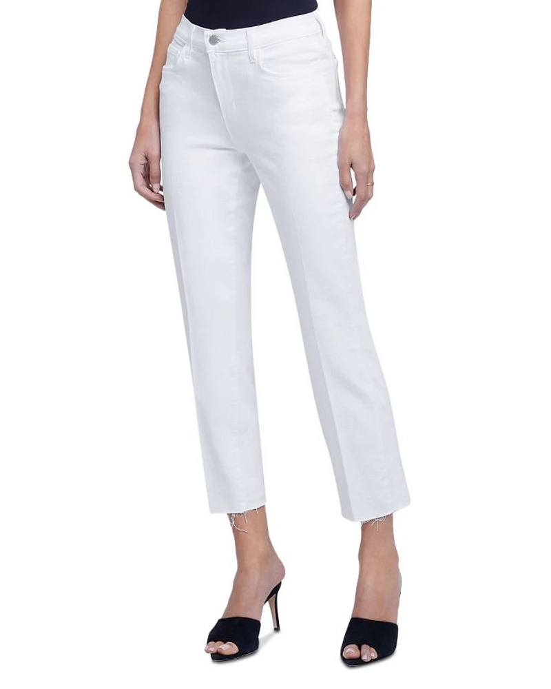 Sada High Rise Cropped Straight Jeans Blanc