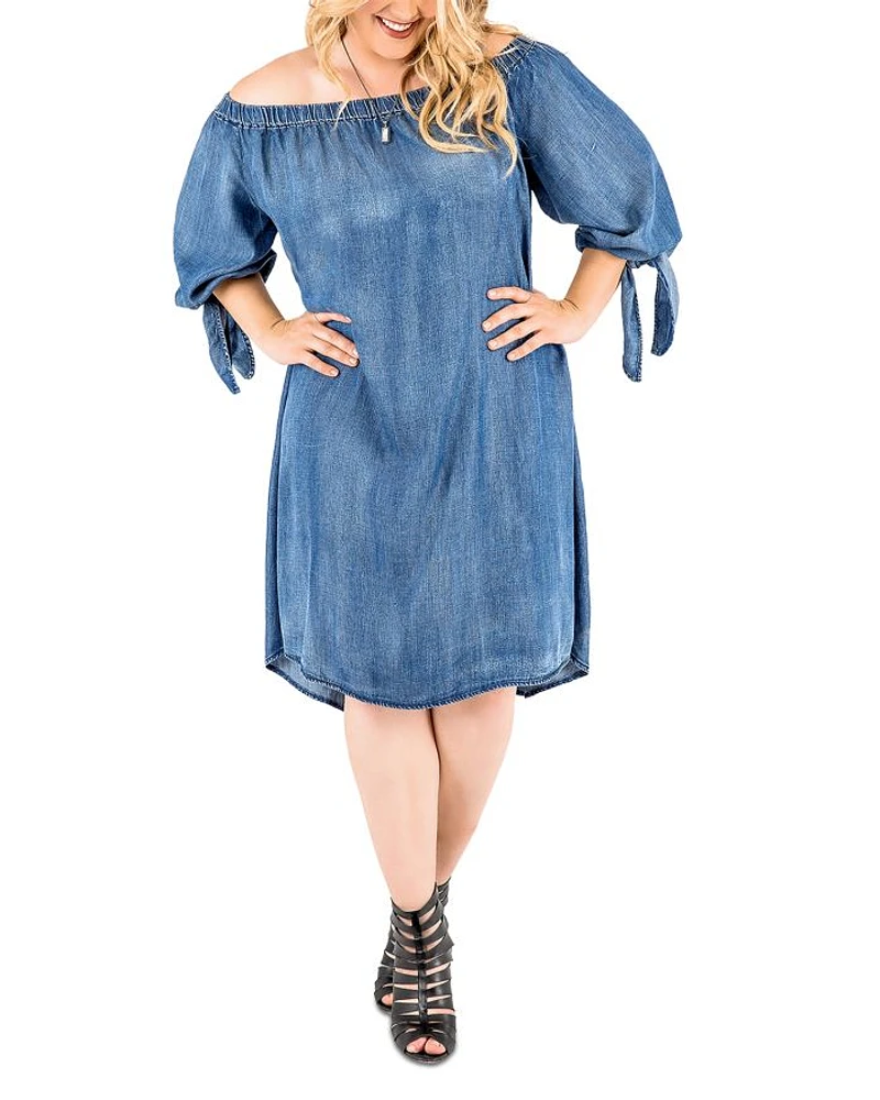 Julie Off-the-Shoulder Chambray Dress