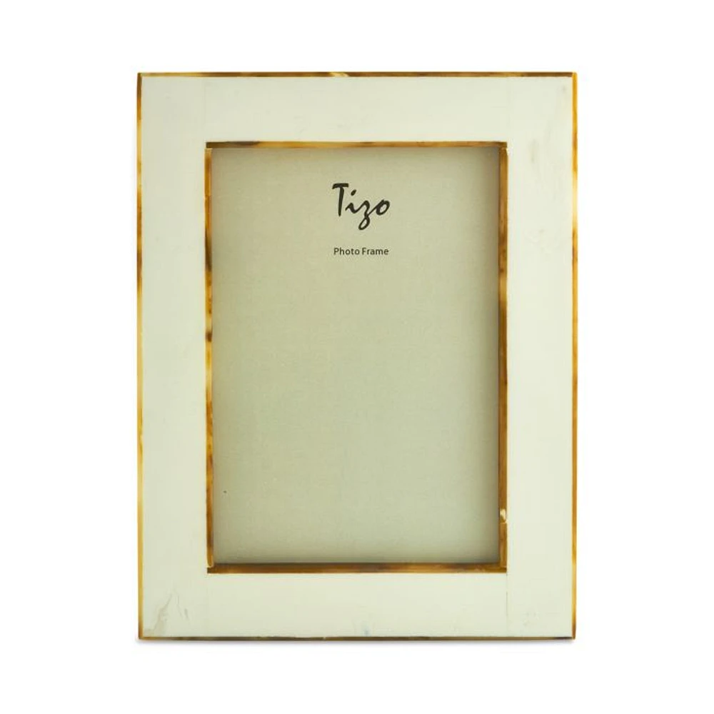 Natural White Faux Horn Border Frame, 5" x 7"
