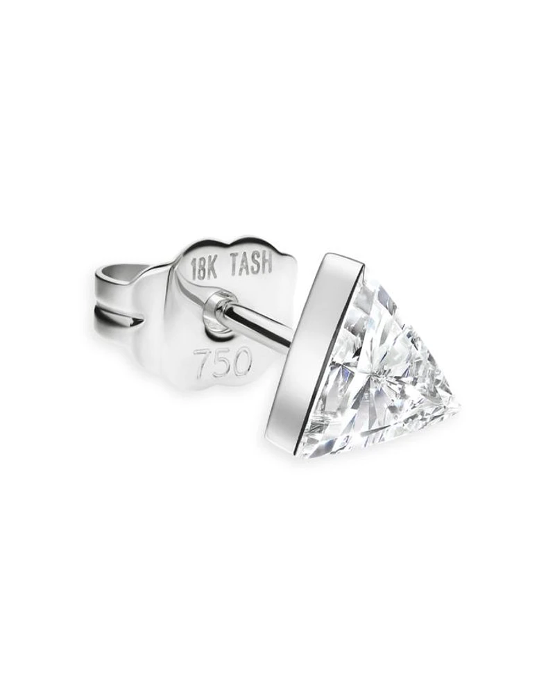 18K White Gold & Invisible Set Triangle Diamond Stud Earring, 0.11 tcw