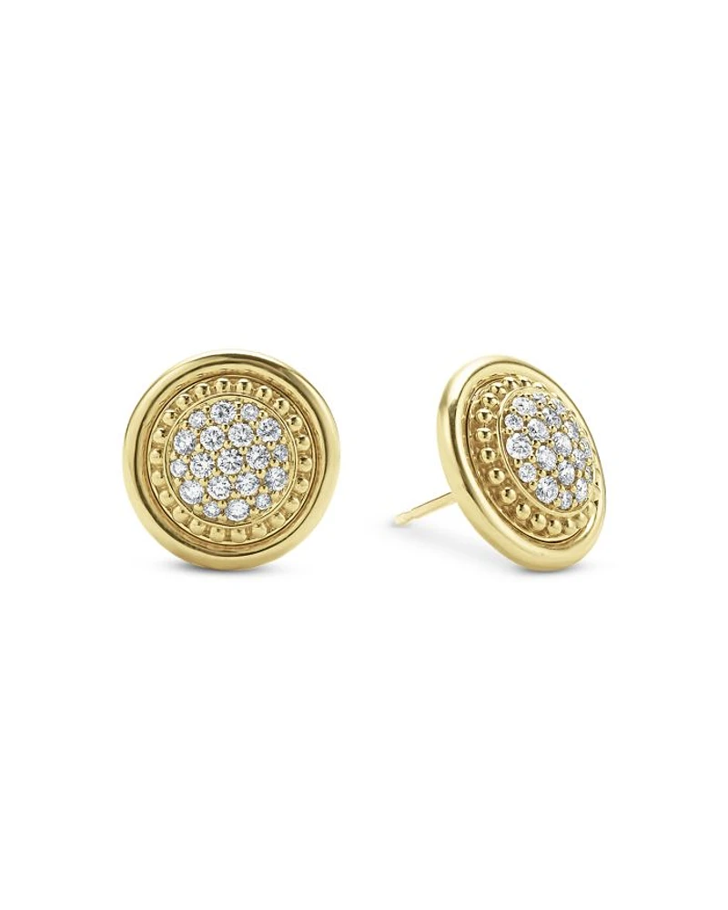 18K Gold & Ceramic Meridian Diamond Stud Earrings