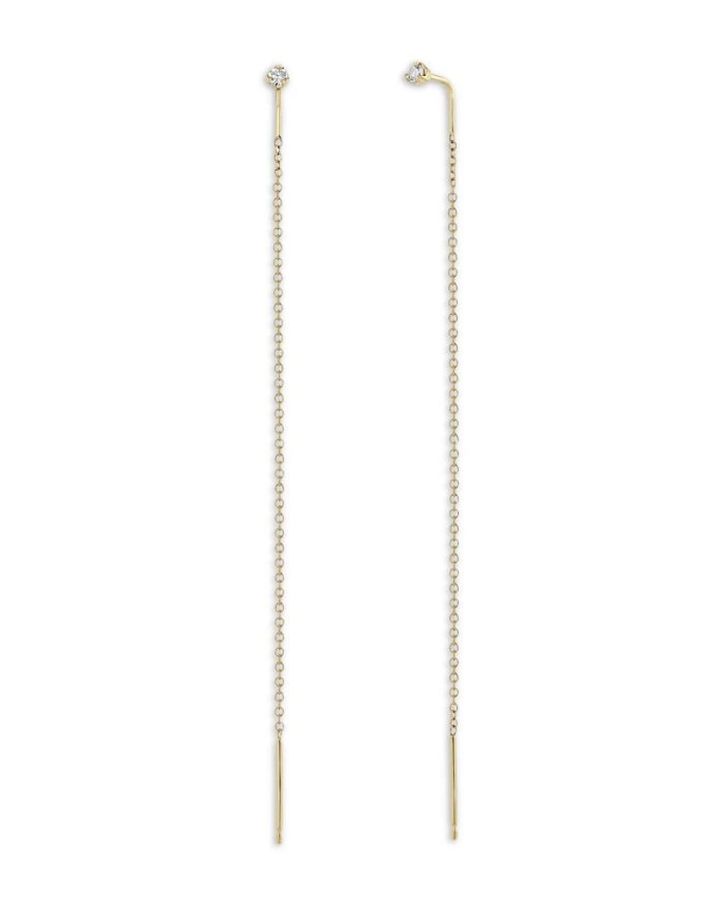 14K Yellow Gold Diamond (0.06 tcw) Prong Threader Earrings