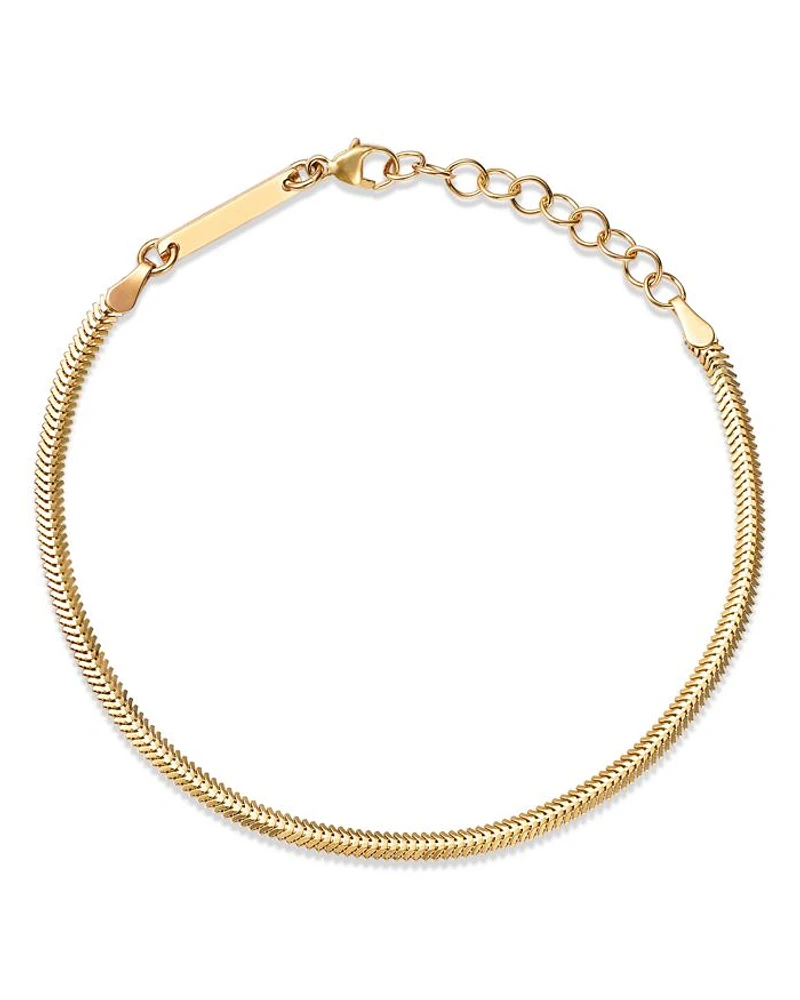 14K Yellow Gold Heavy Metal Oval Snake Link Chain Bracelet