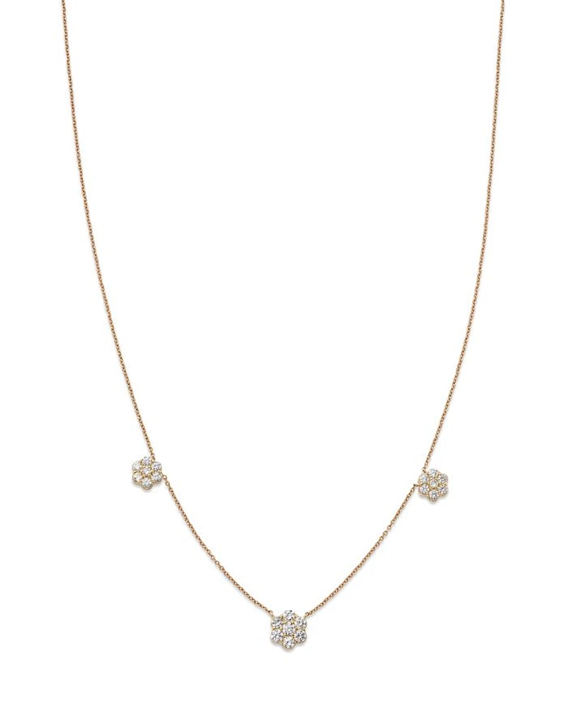 Diamond Flower Station Collar Necklace in 14K Yellow Gold, 0.75 tcw