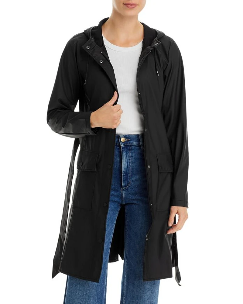 Curve Hooded Belted Waterproof Jacket