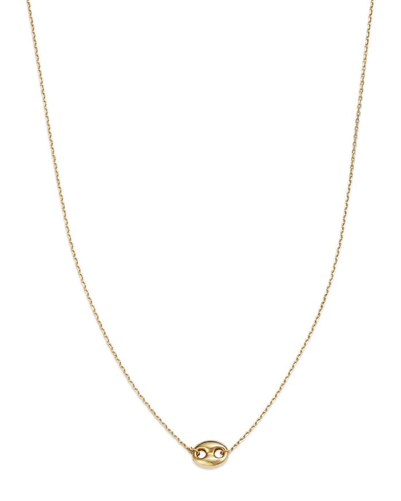14K Yellow Gold Puff Mariner Link Pendant Necklace, 18"
