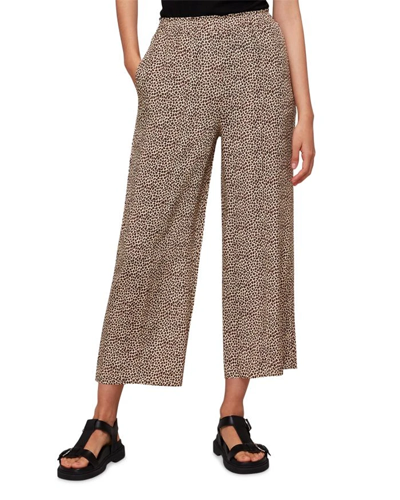 Dashed Leopard Print Wide Leg Pants
