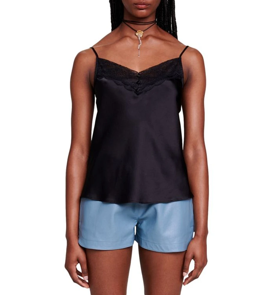 Leana Lace Trim Silk Camisole