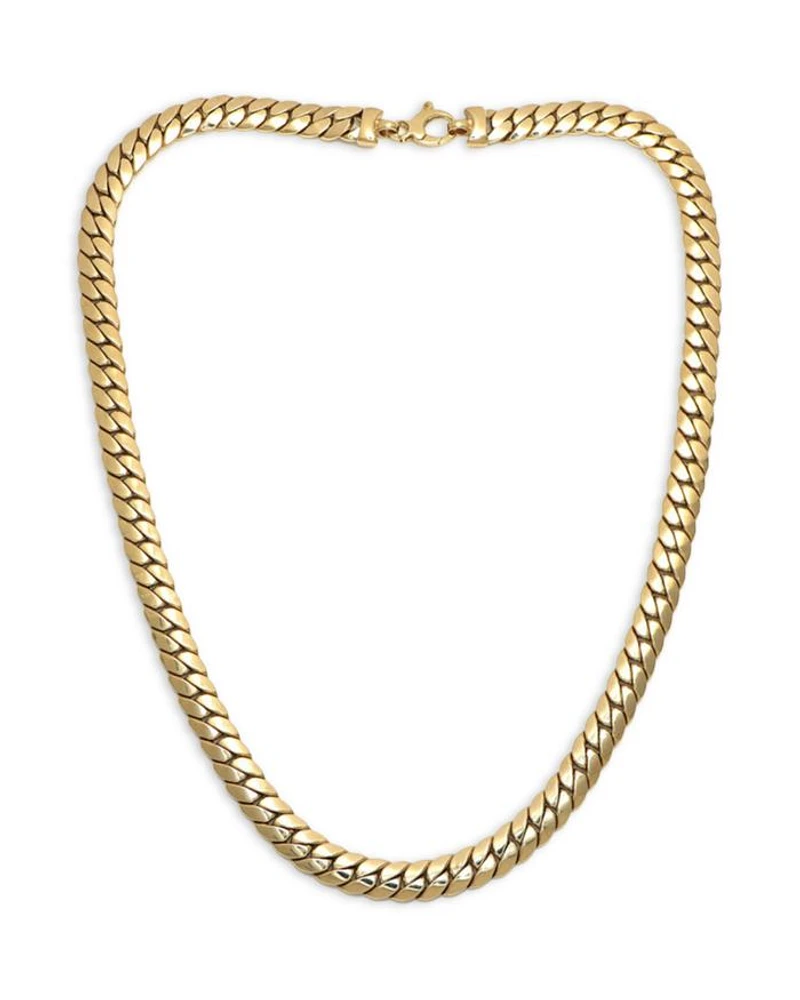 14K Yellow Gold Herringbone Curb Link Necklace, 18"