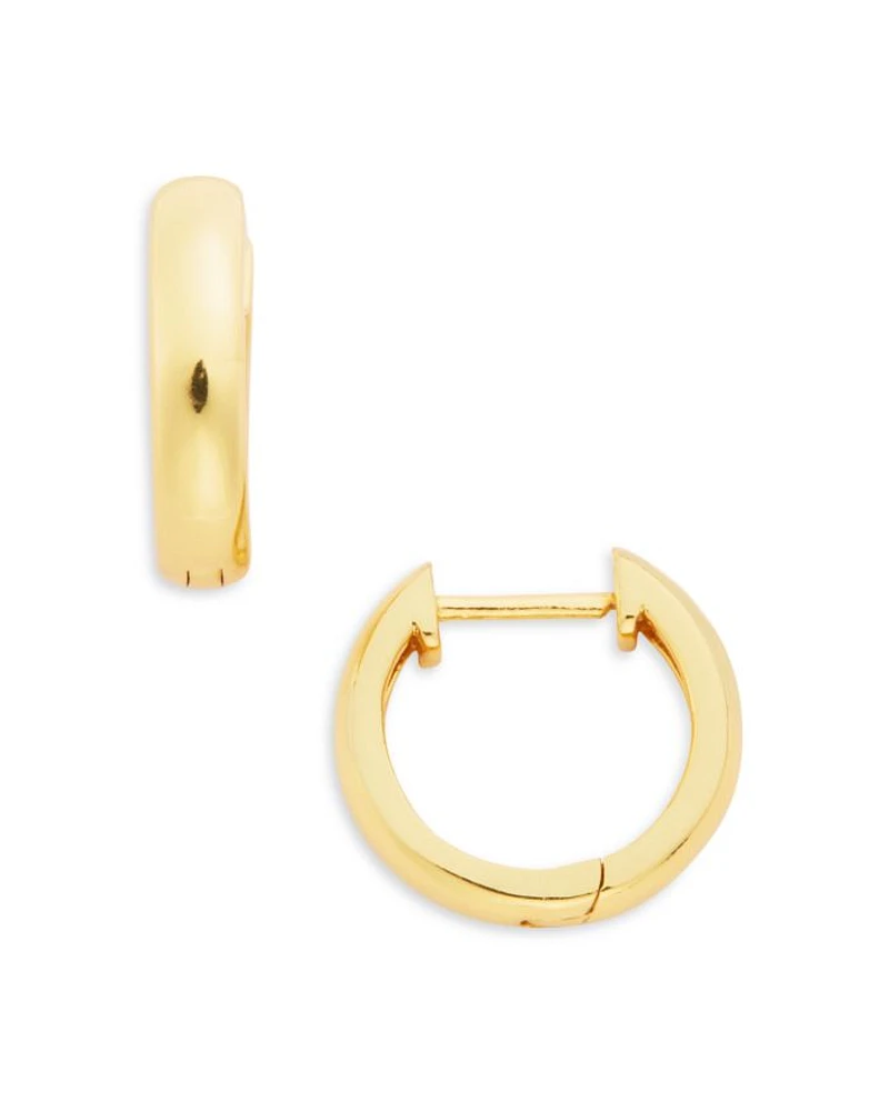 18K Yellow Gold Plated Sterling Silver Huggie Hoop Earrings - Exclusive