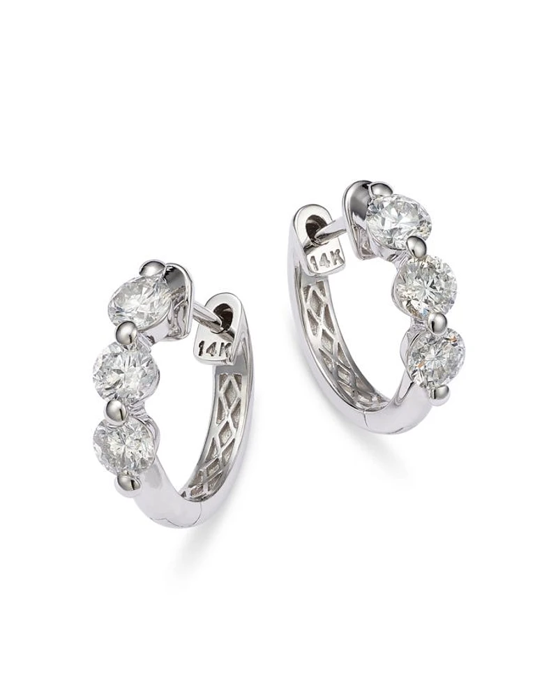Diamond Hoop Earrings 14K White Gold, 0.5-1.5 tcw