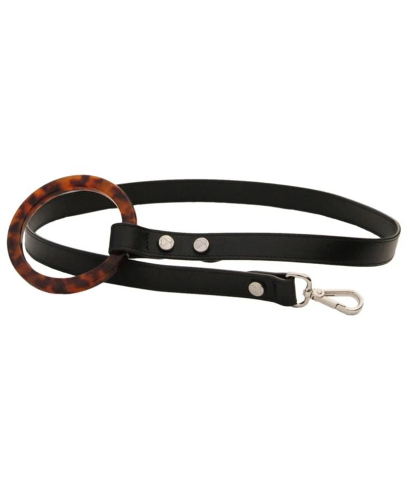 Susan Short Leather Dog Leash with Acrylic Handle