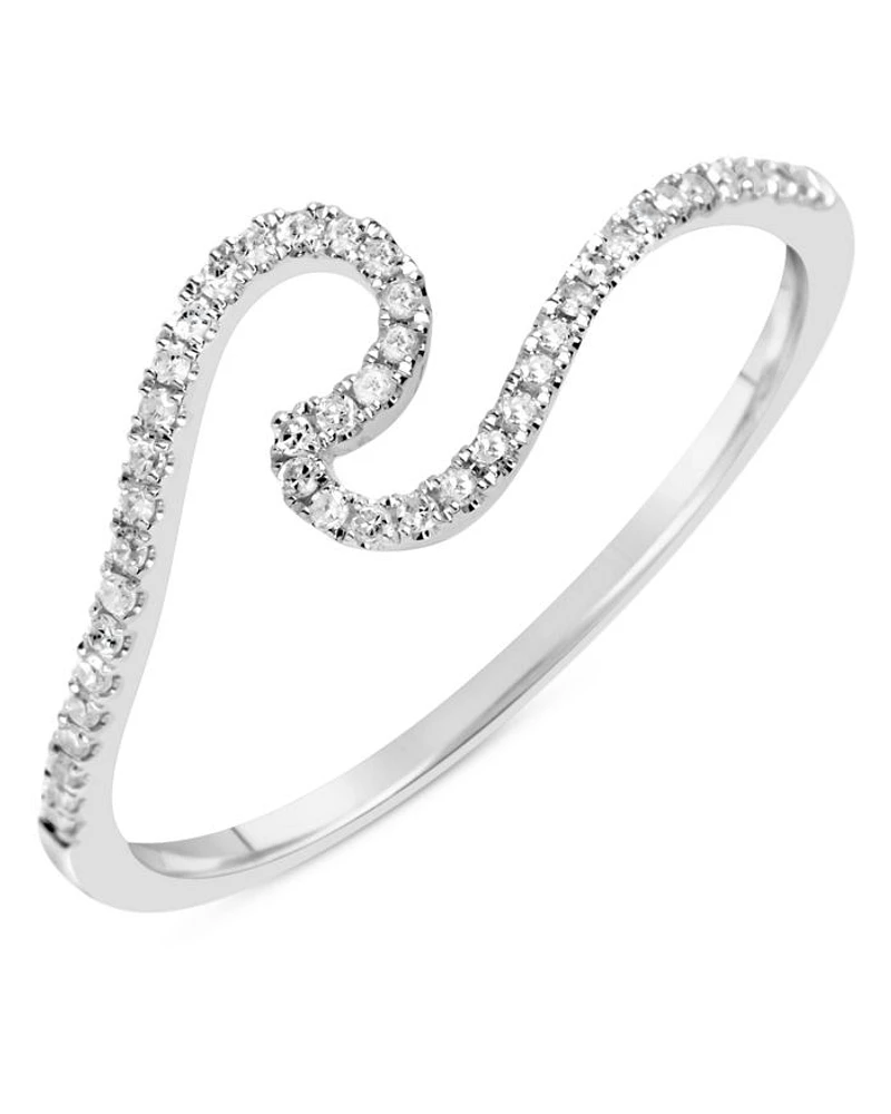 14K White Gold Diamond Wave Ring