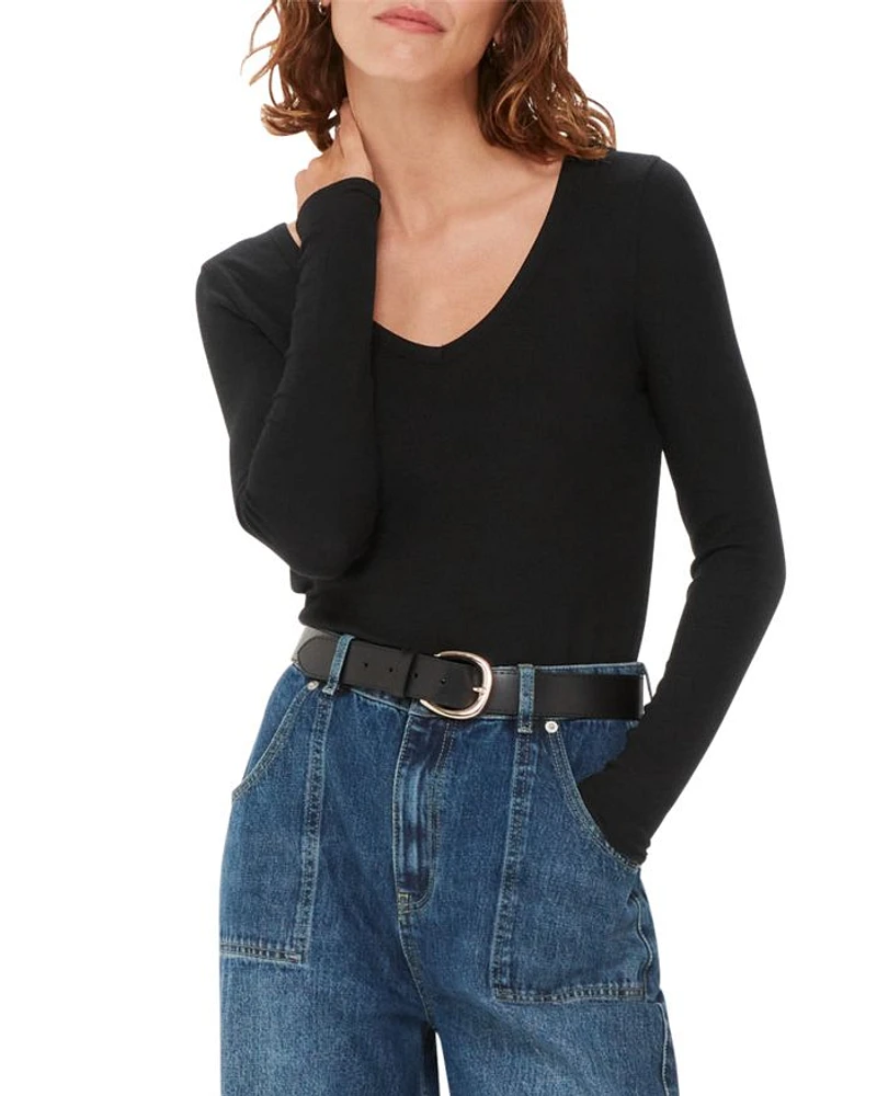 Essential Ribbed V Neck Top