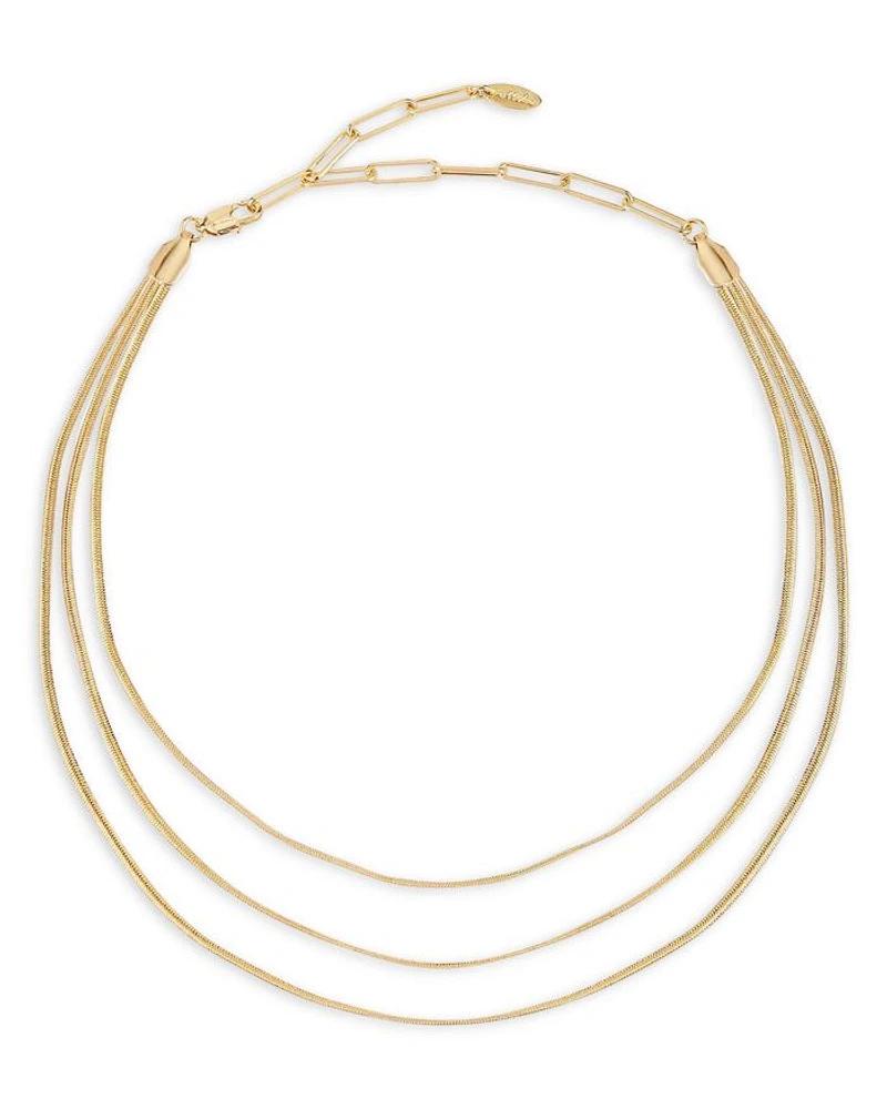 Triple Flex Snake Chain Necklace in 18K Gold Plated, 13"