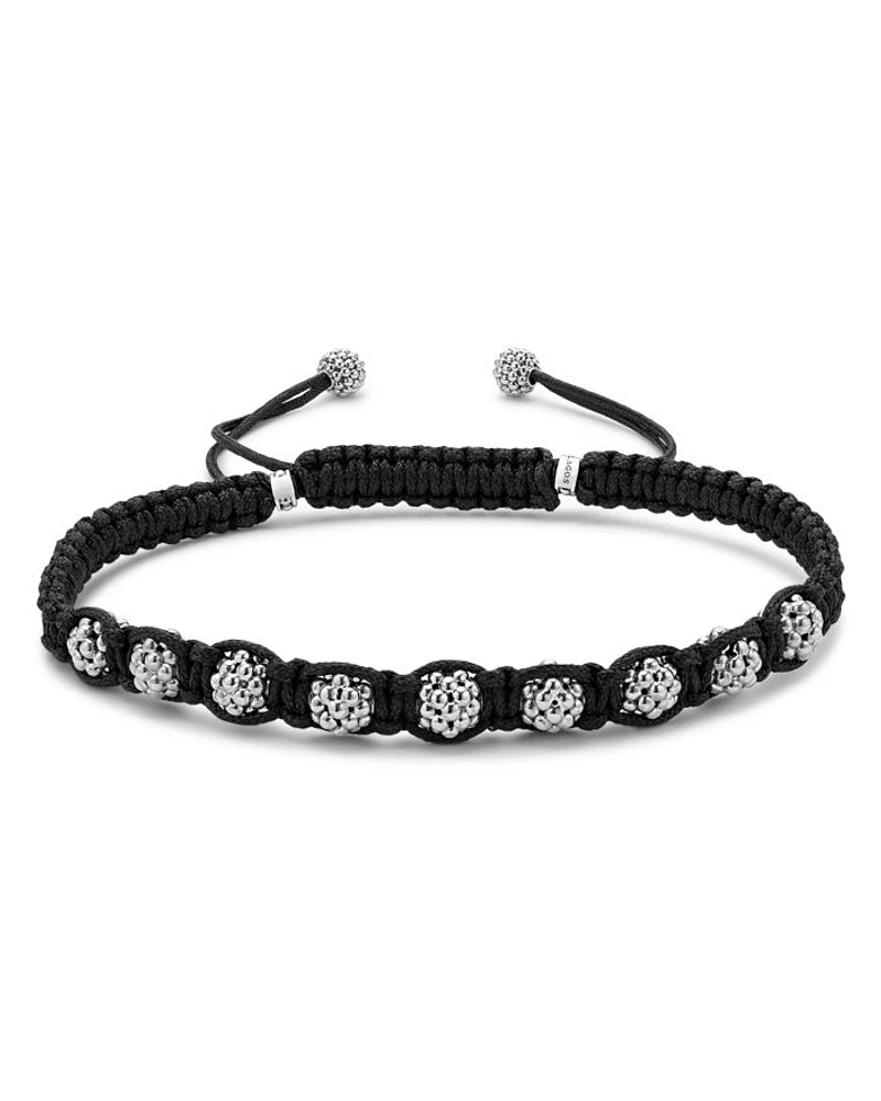 Men's Sterling Silver Anthem Caviar Bead Macrame Bracelet