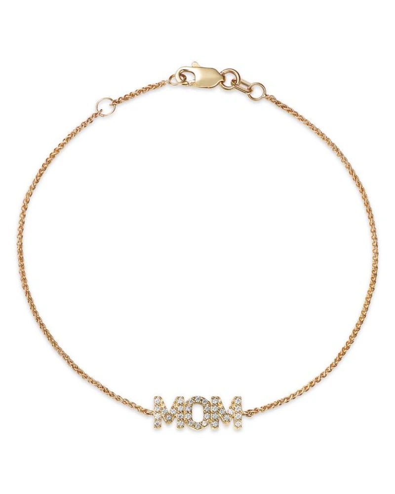 Diamond Mom Bracelet in 14K Yellow Gold, 0.15 tcw