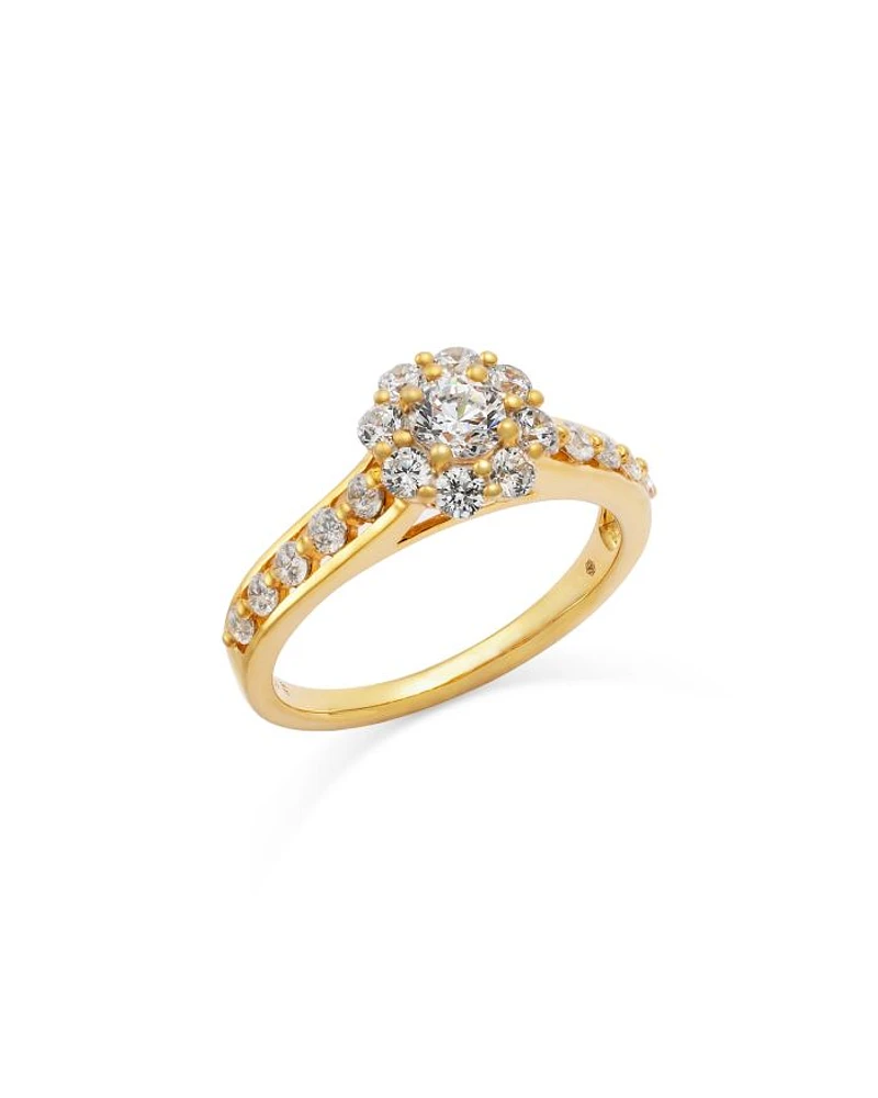 Diamond Halo Openwork Ring in 14K Yellow Gold, 1.0 tcw
