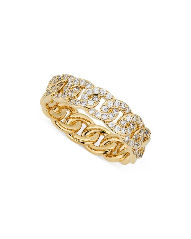 Twilight Pavé Curb Chain Band Ring 18K Gold Plated