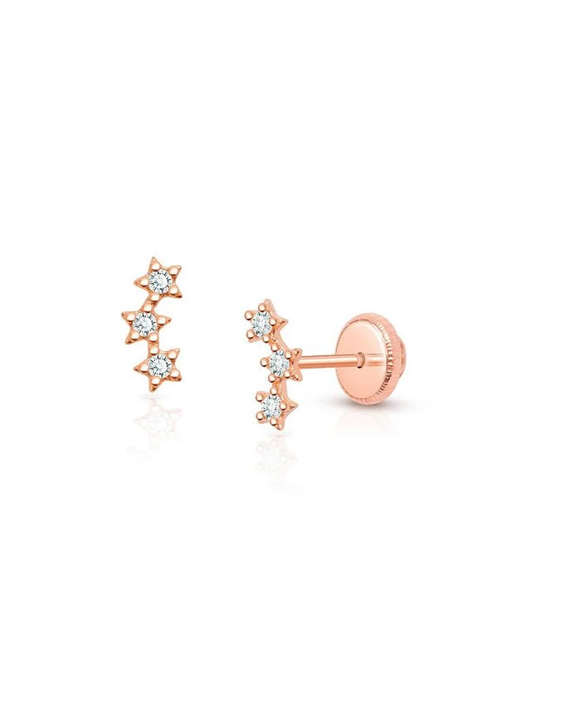 Girls' 14K Gold Lucky Stars Studs Screw Back Earrings - Baby, Little Kid, Big Kid