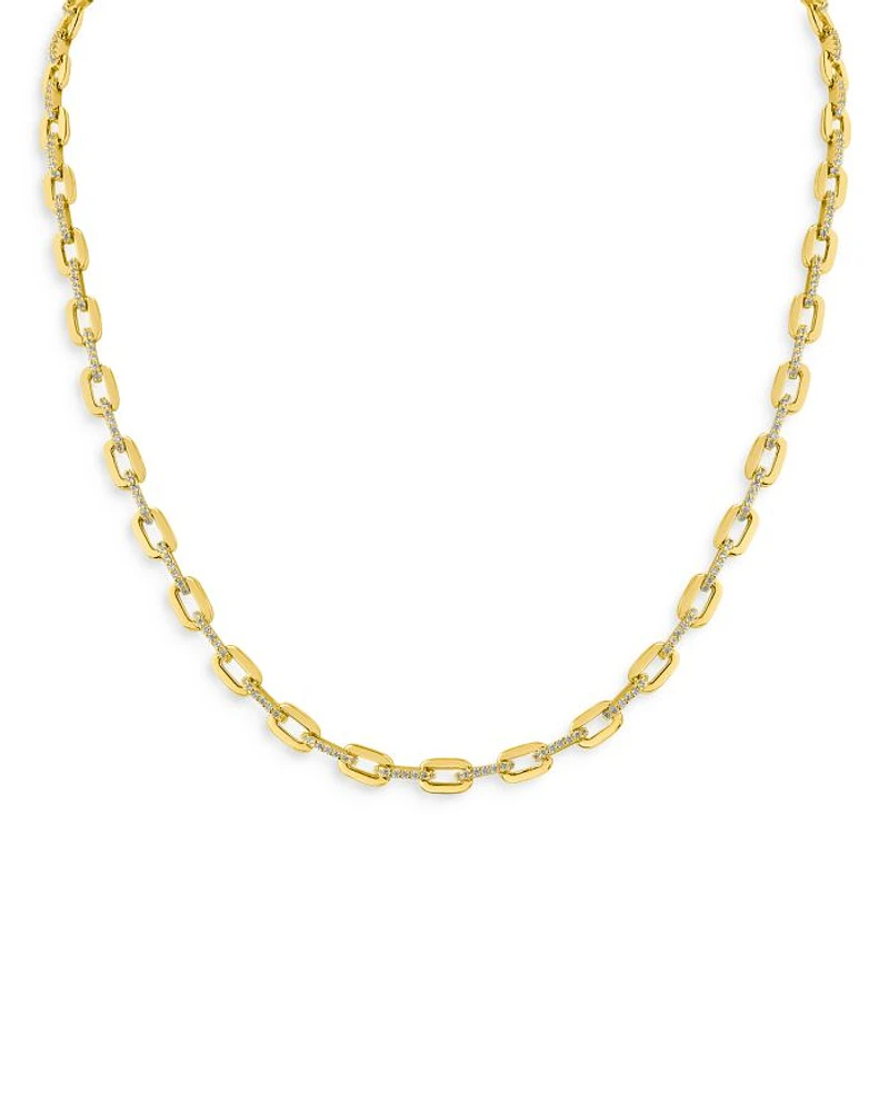 Delicate Pavé Link Necklace, 18"