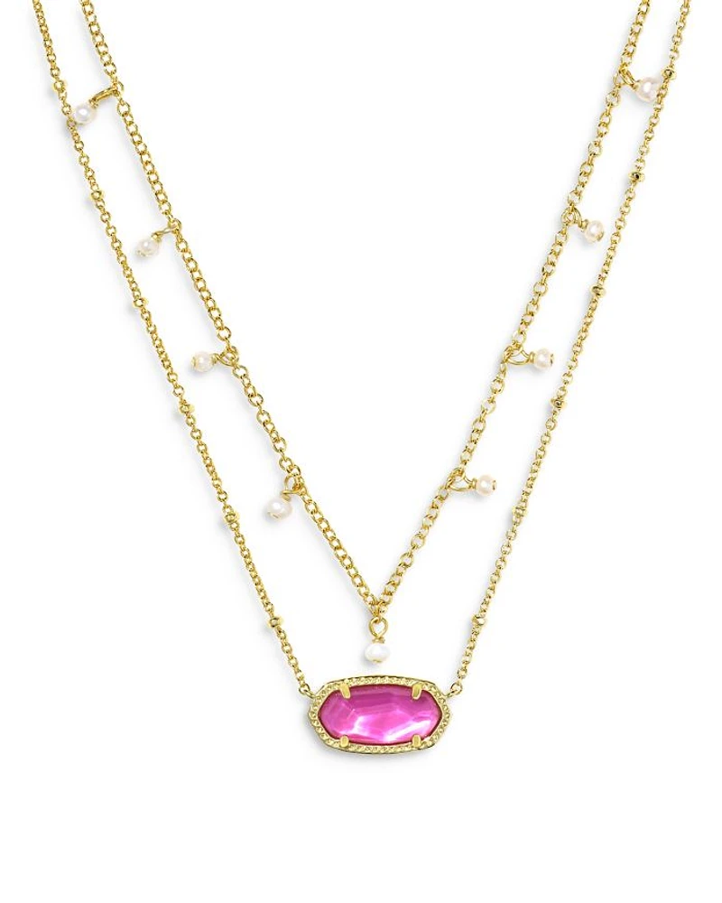 Elisa Cultured Pearl Multi Strand Necklace in 14K Gold Plated, 20"