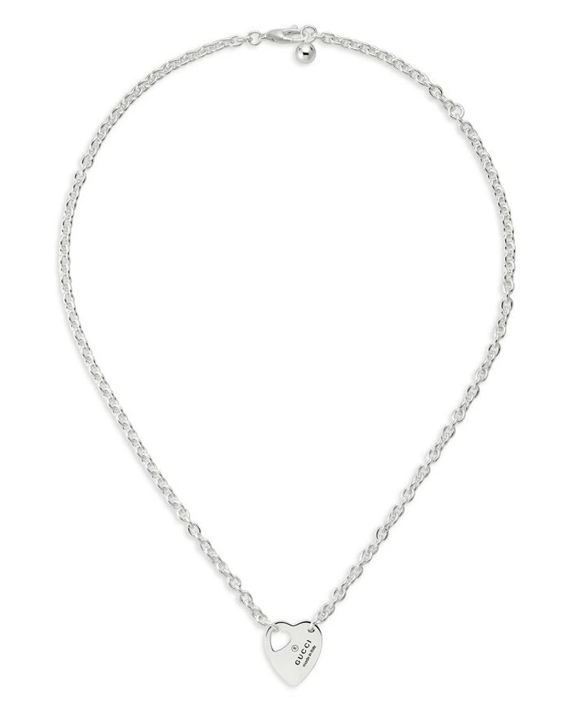 Sterling Silver Trademark Heart Pendant Necklace, 15-17"