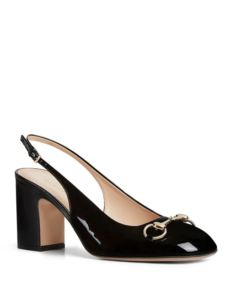 Women's Horsebit Patent Slingback Pumps
