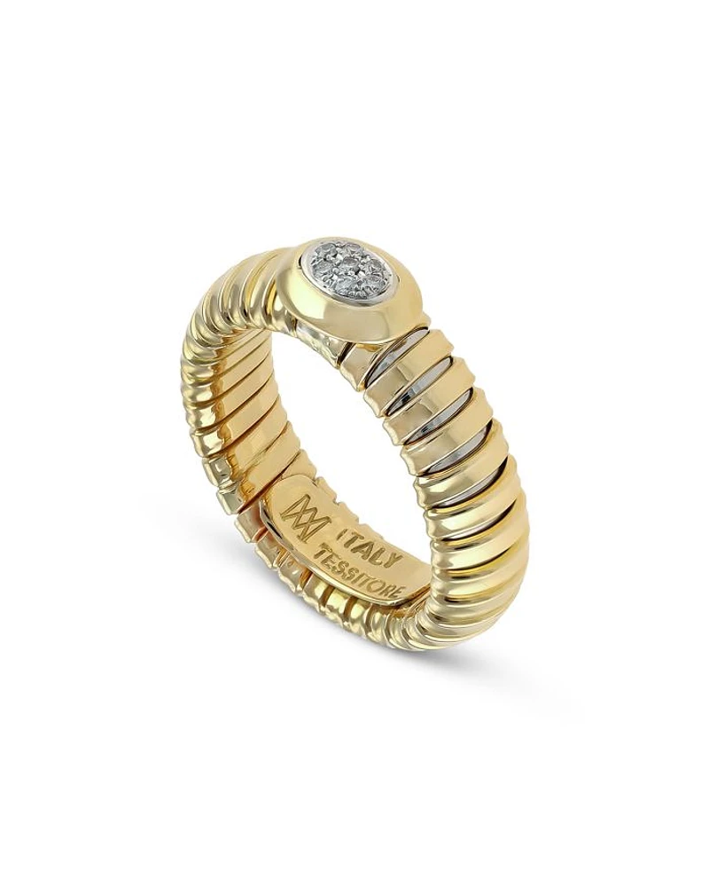 18K Yellow Gold Via Giardino Tubogas Diamond Cluster Ring