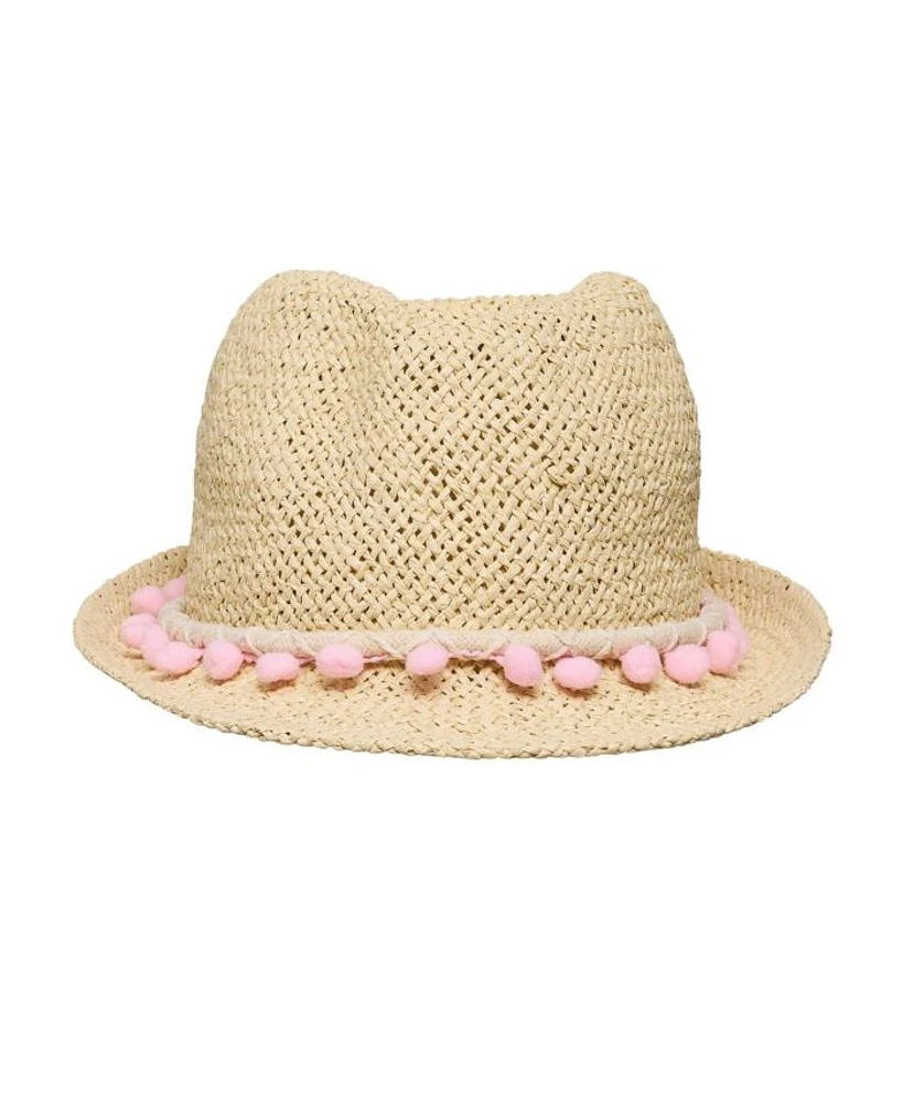 Girls' Pink Pompom Fedora - Little Kid, Big Kid