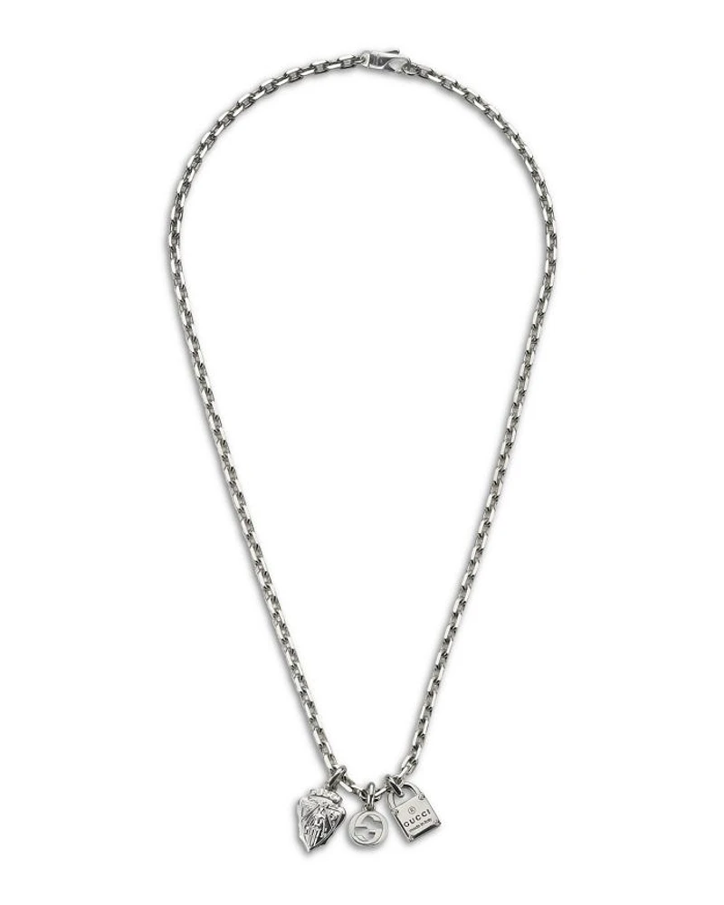 Sterling Silver Trademark Three Charm Logo Pendant Necklace, 20"