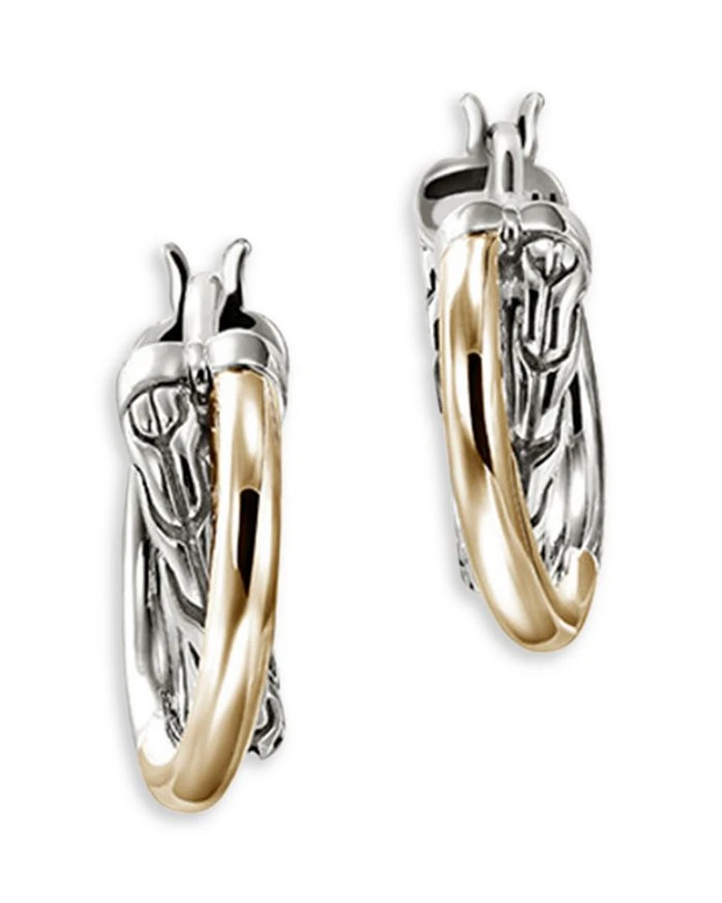 14K Yellow Gold & Sterling Silver JH Essentials Crossover Earrings