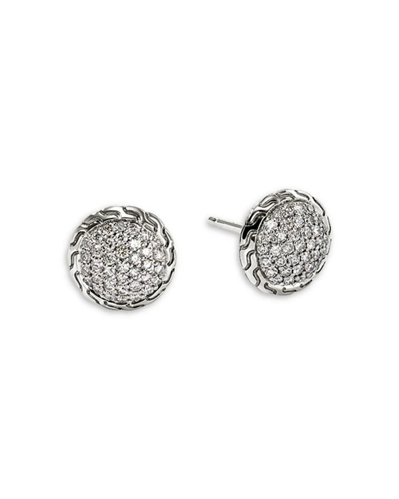 Sterling Silver JH Essentials Diamond Pavé Stud Earrings, 0.55 tcw