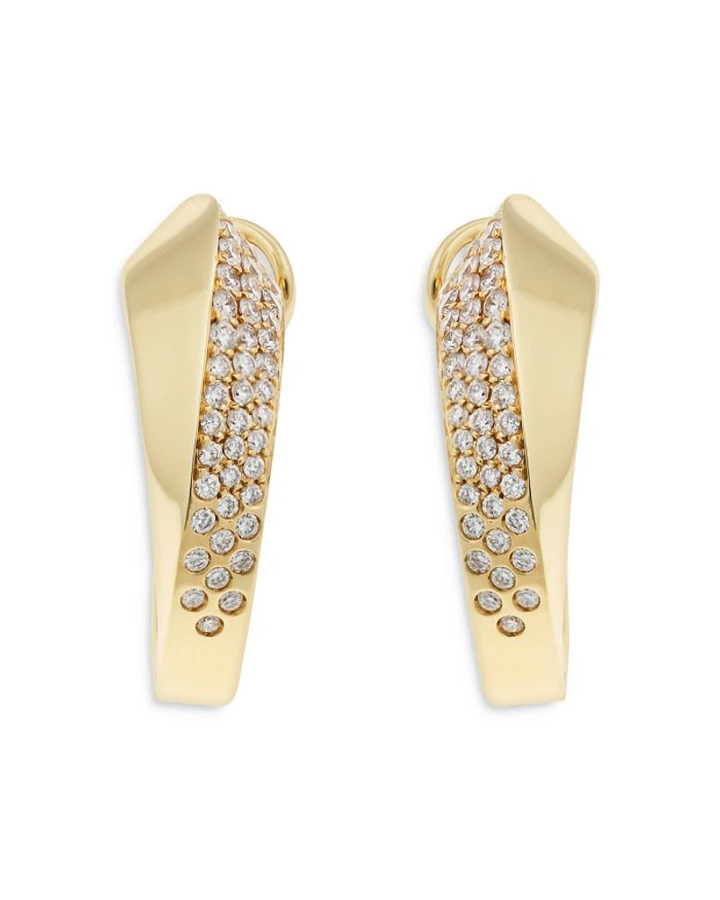 18K Yellow Gold Like Diamond Pavé Curved Hoop Earrings - Exclusive, Italy Campaign