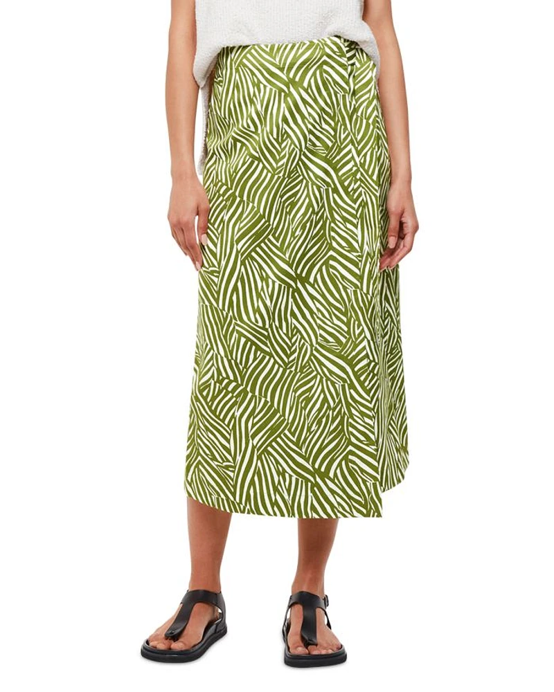 Linear Leaf Wrap Midi Skirt