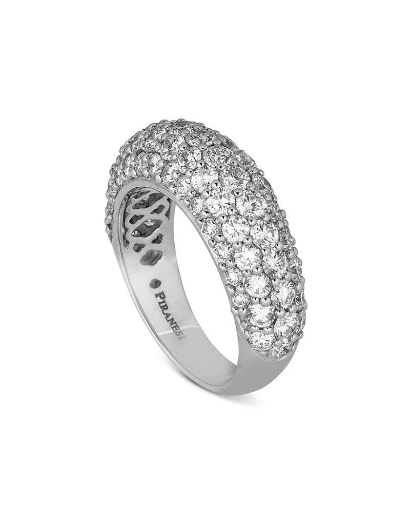 18K White Gold Dome Diamond Pavé Small Statement Ring