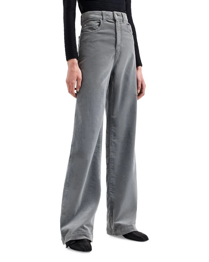 Velvet Wide Leg Jeans Grey